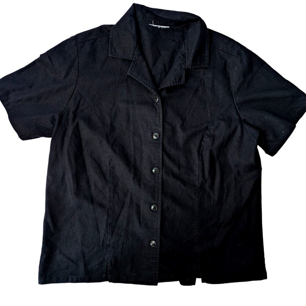 Vintage Linen Blend Button Down Blouse